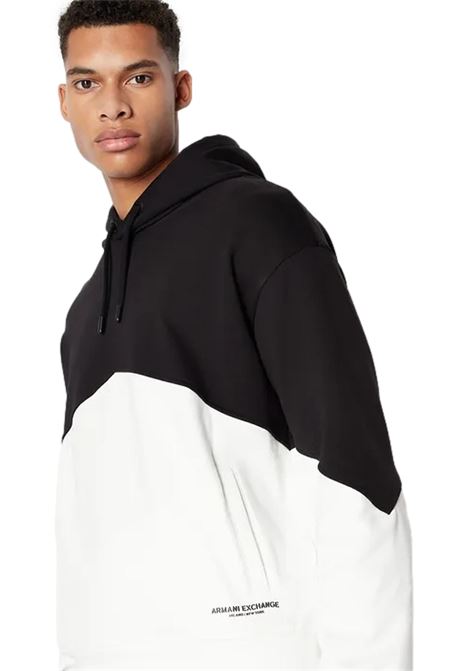 Felpa bicolor con cappuccio in cotone french terry ARMANI EXCHANGE | Maglie | 6RZMLB ZJ4XZ22CG